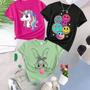 KEESOR Girls Cotton Printed Treandy Tshirt